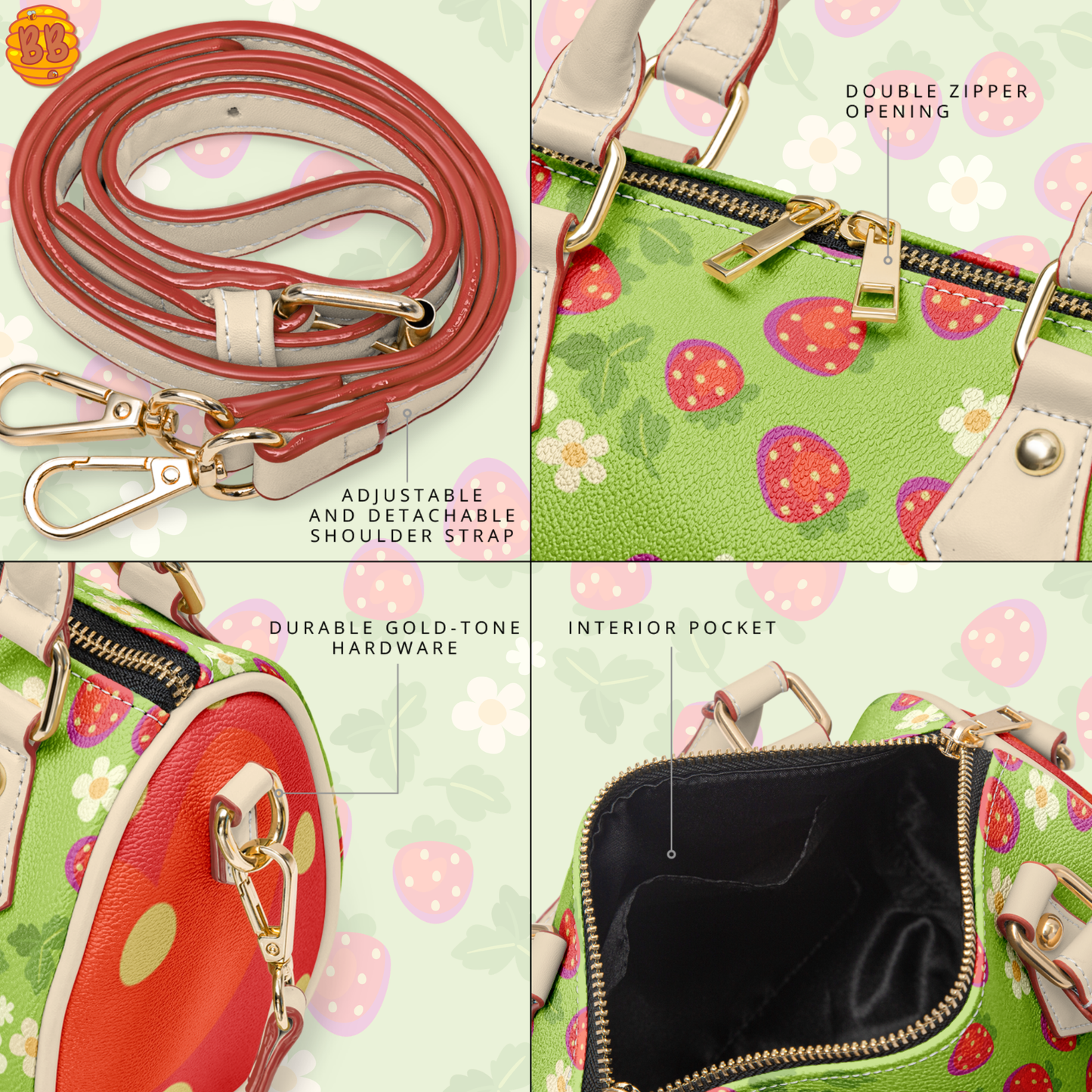 Strawberry Garden Cute Crossbody Handbag